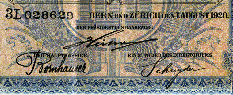 100 francs, 1920