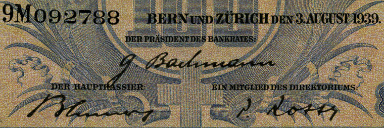 100 francs, 1939