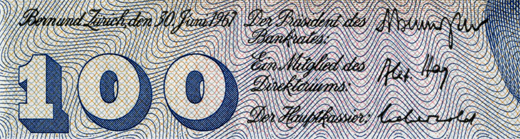 100 francs, 1967