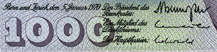 1000 francs, 1970